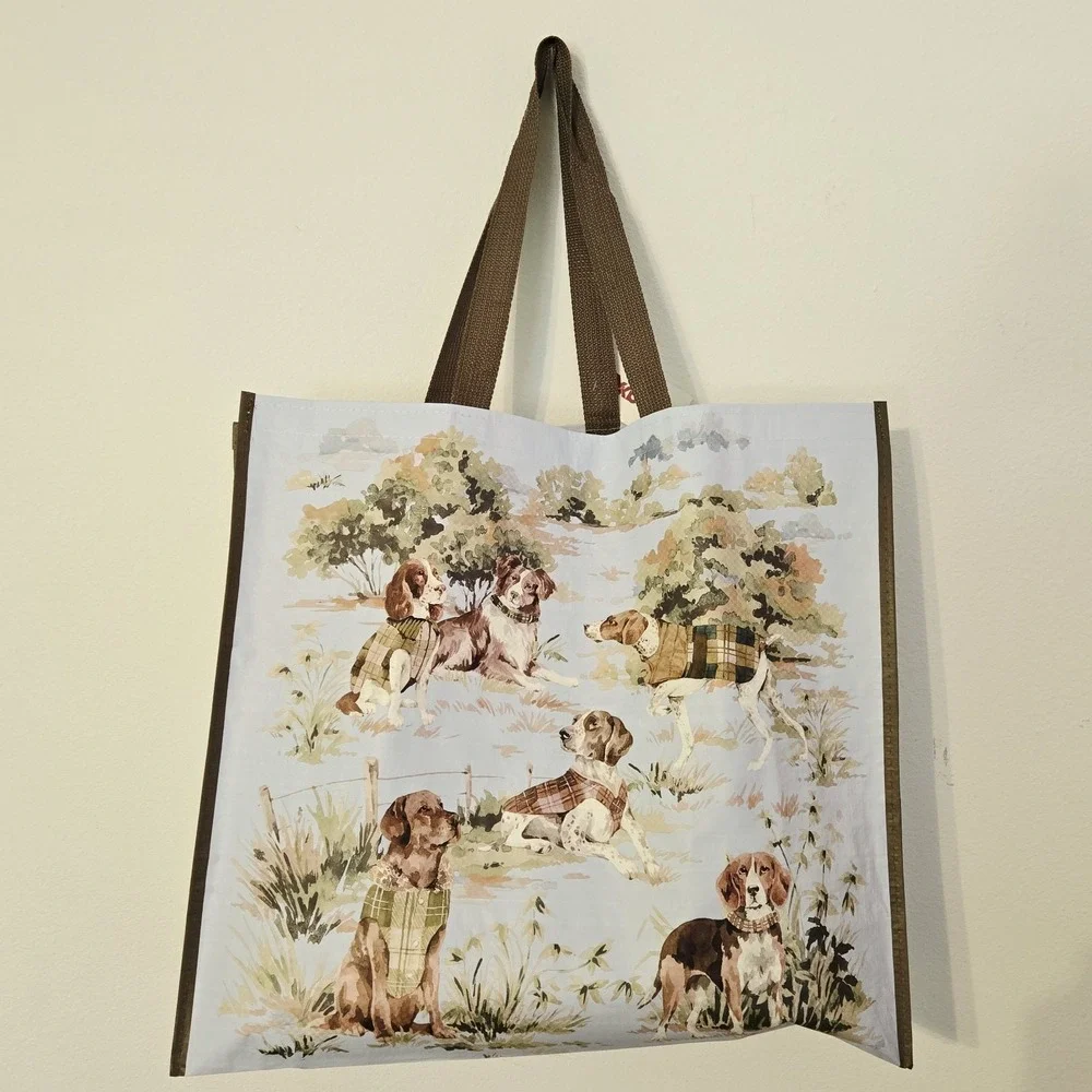 Hunting Hunt Dogs Dog Beagle Lab Pointer Vest Trees Fence Tote Gift Bag TJMaxx